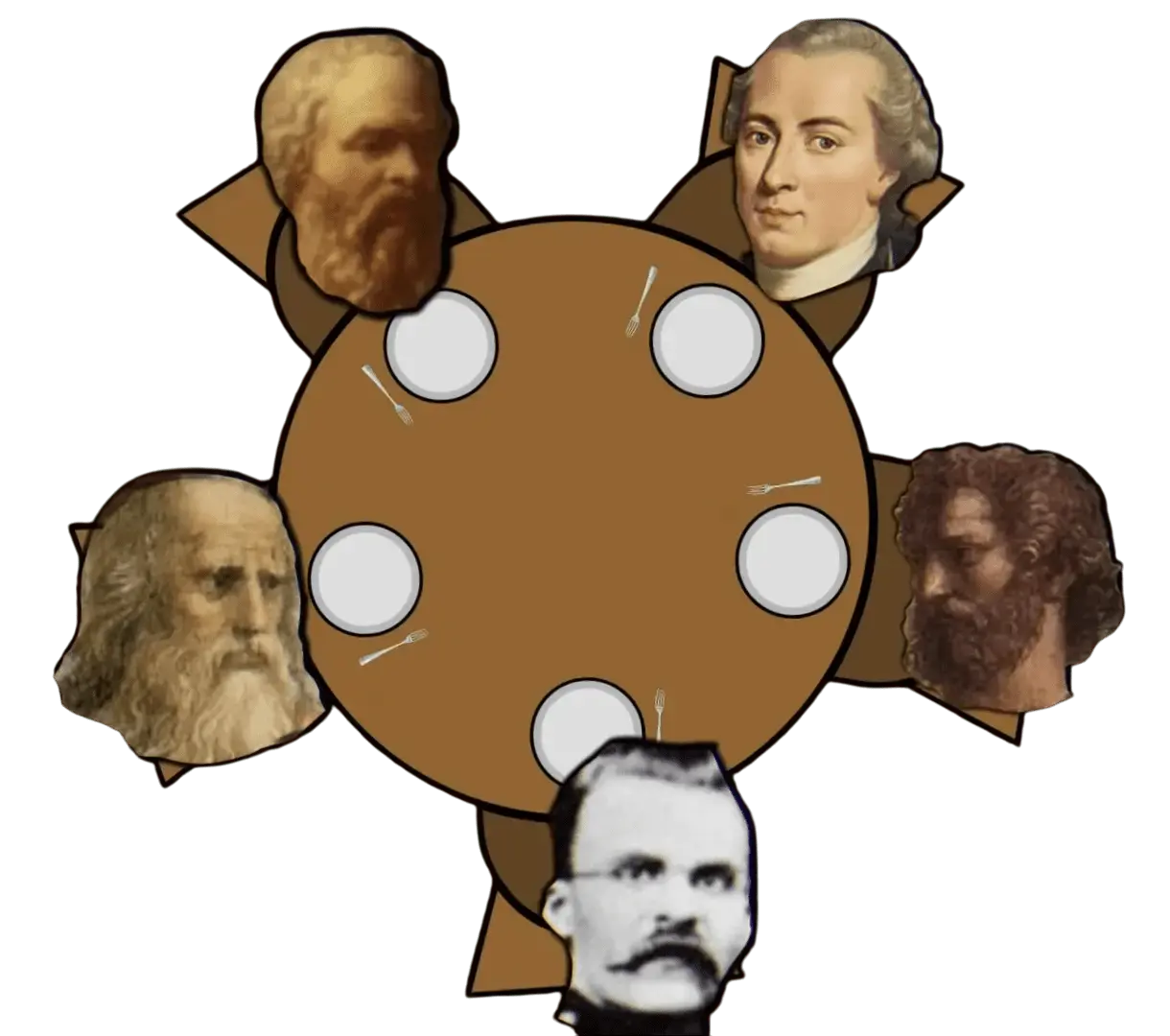 Philosophers on a table Philosophers on a table